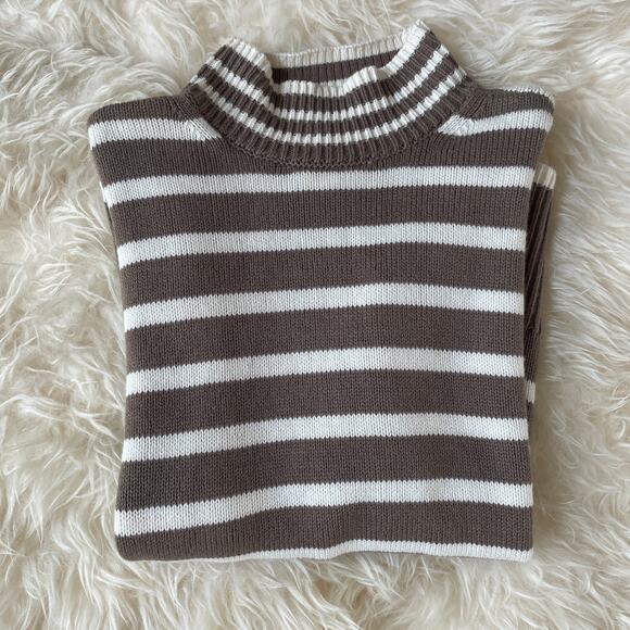 Lucky Brand Oversized Cashmere Cotton Blend Sweater | Chocolate Stripe NWOT XS - Picture 9 of 10